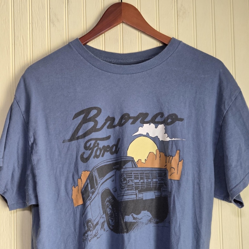 Hybrid Apparel Shirt Mens Large Blue Ford Bronco Graphic Tee Tagless Cotton